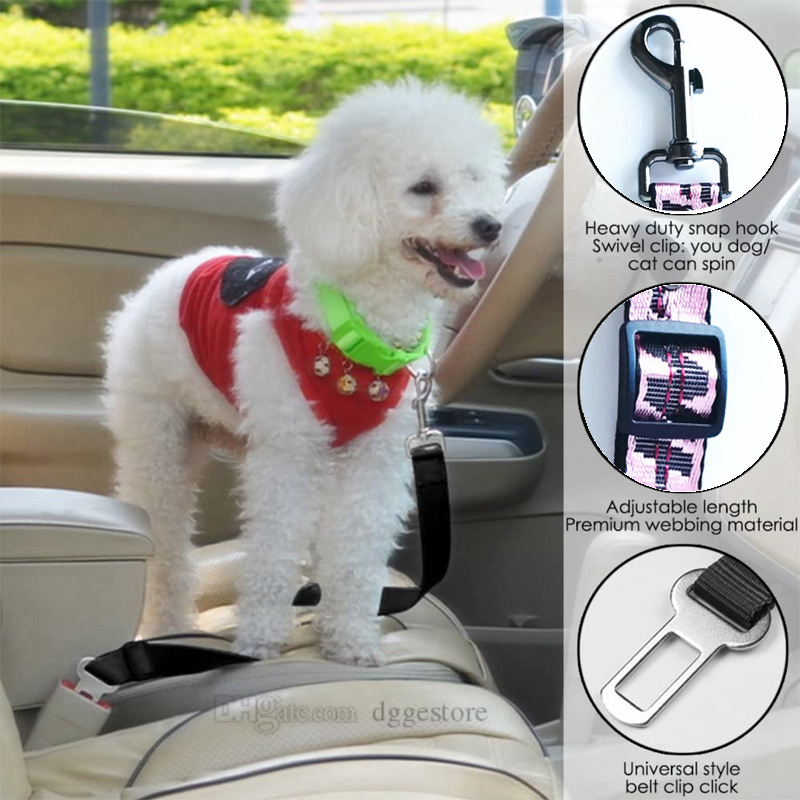 free shipping Dog Cat Car Seat Belt Safety Adjustable Vehicle Collars Harness Seatbelt Leash for Small Medium Large Dogs Travel Clip Pet Supplies 5 Co