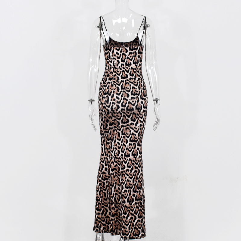 NewAsia Garden Long Summer Dress Leopard Women Vintage Animal Print Party Maxi Dress Casual Elegant Beach Dress 210309