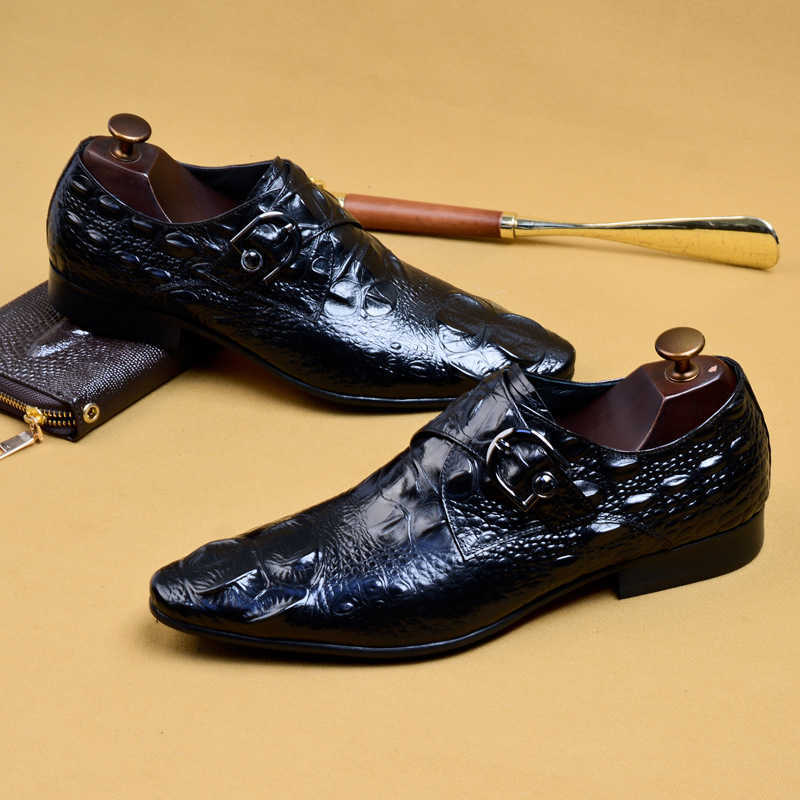 Phenkang mens formal shoes genuine leather ox shoes for men black dress wedding shoes laces leather brogues 210624