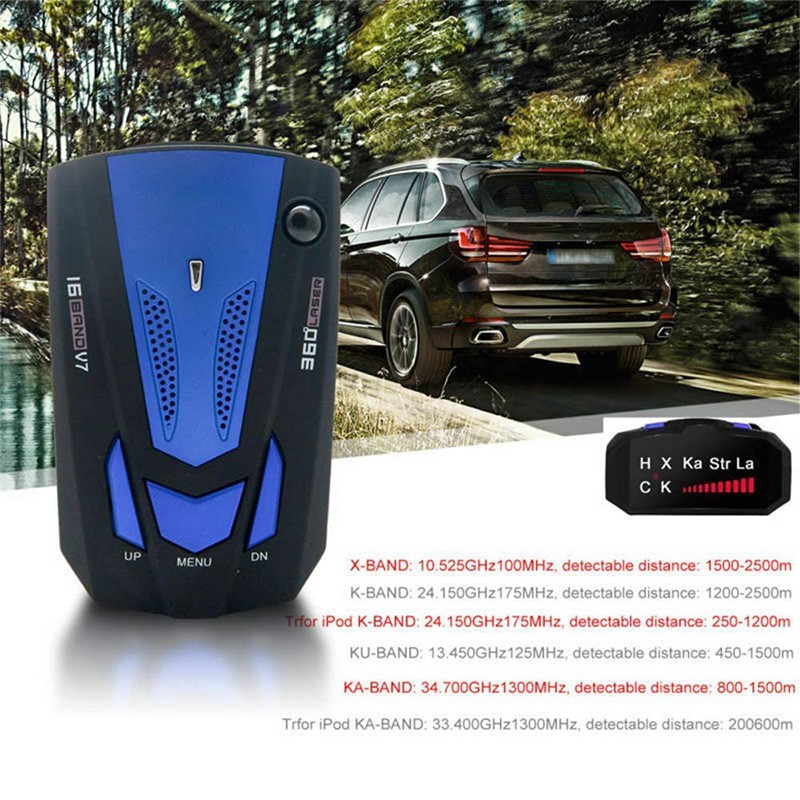 V7 16 Band 360 Degree GPS Detectors LED Display Car Detector Tool Speed Voice with Russia English