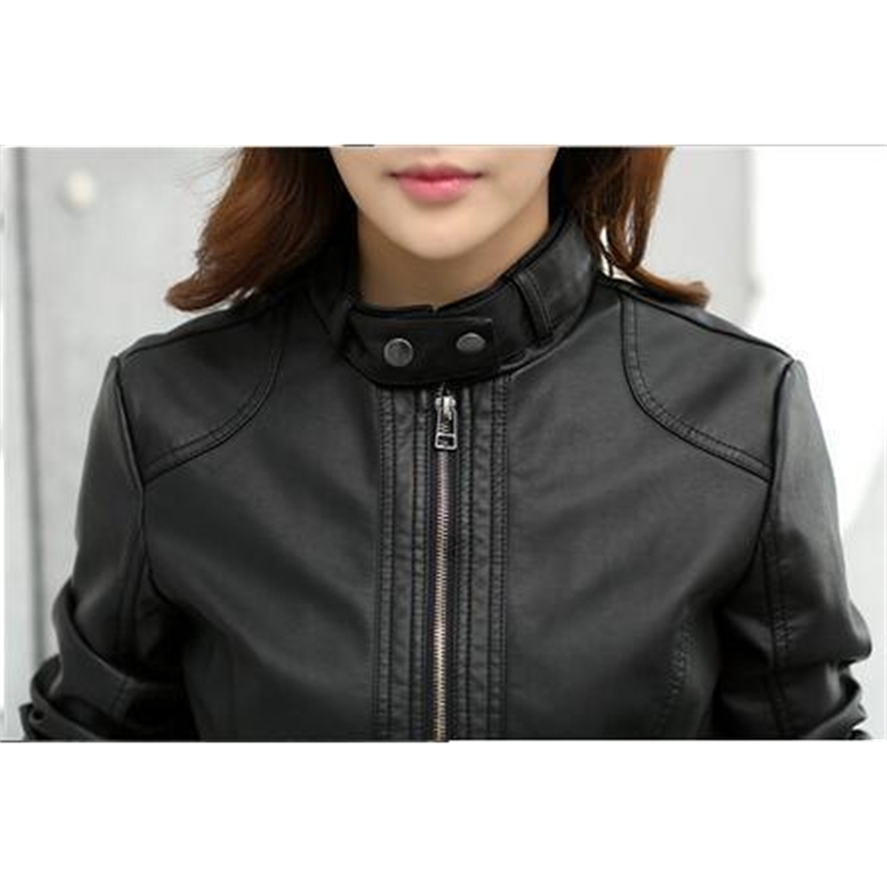 Fashion New Womens Jacket European Fashion Leather Jacket Cleaning Single PU Leather Motorcycle Temale Womens Leat T200212