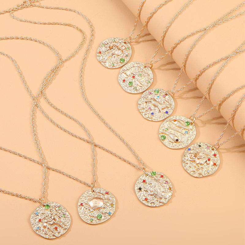 Chains Vintage Necklace On Neck Gold Chain 3D Twelve Constellation Coin Women's Jewelry Accessories For Girls Clothing Gifts Pendant, Silver
Chains Vintage Necklace On Neck Gold Chain 3D Twelve Constellation Coin Women's Jewelry Accessories For Girls Clothing Gifts Pendant, Silver