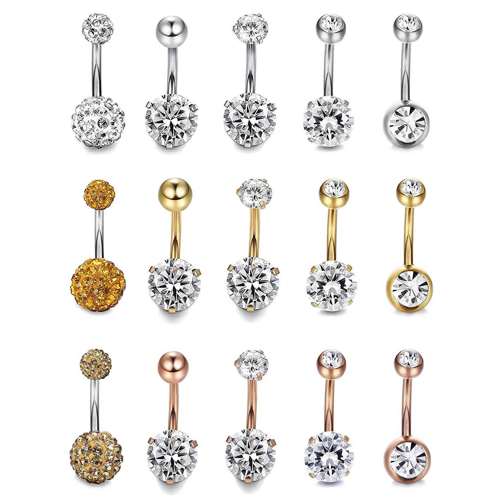Exquisite zircon nail soft pottery ball navel ring set combination 
Exquisite zircon nail soft pottery ball navel ring set combination