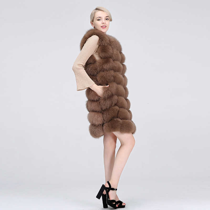 Natural Real Fur Vest Coat For Jacket Female s Waistcoat Long s 210816