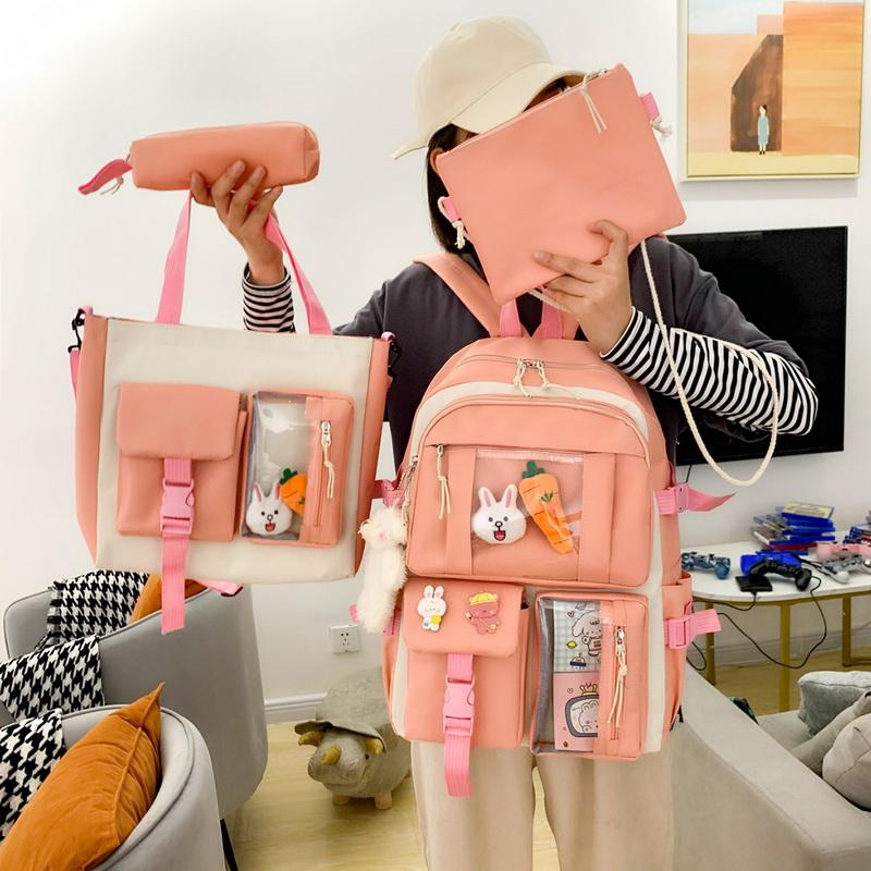 School Bags 4 Pcs Sets Children's Backpack Kawaii Women's Bookbag Large Schoolbags For Teens Girls Mochilas 2021, Black
School Bags 4 Pcs Sets Children's Backpack Kawaii Women's Bookbag Large Schoolbags For Teens Girls Mochilas 2021, Black