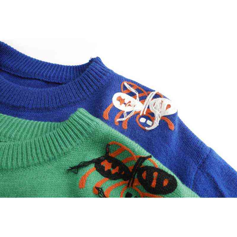 Women's Sweater Autumn Winter Korean Plus Size Fashion Pullover Knitted Baggy Oversized Animal Letter Embroidery Tops Sweater 211217