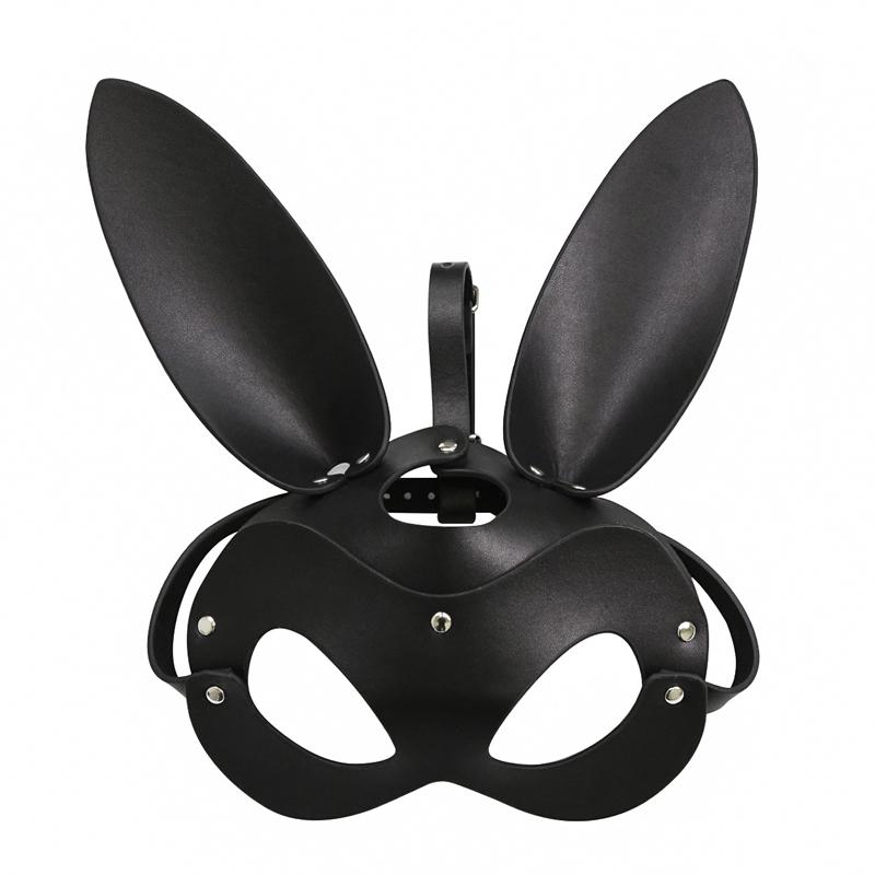 Sexy Harness Face Detachable Cat Ear Faux Leather Head Mask Fetish Rabbit Girls Cosplay Costumes Men Women Exotic Toys9438105