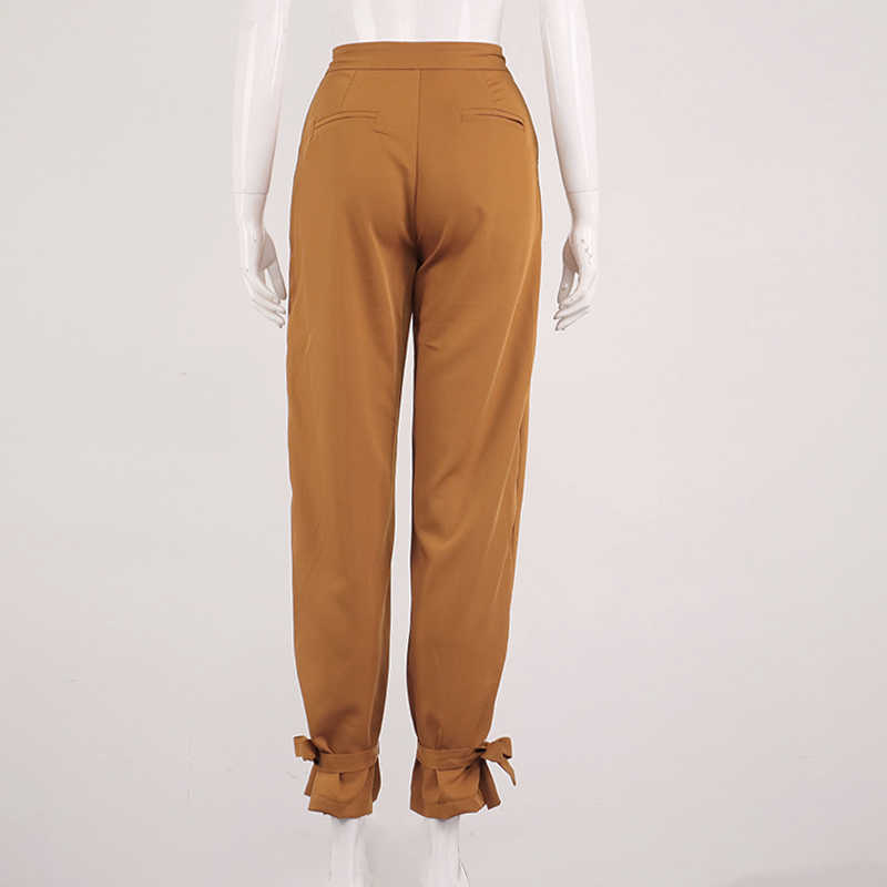 Colysmo Woman White Pants Button Zipper High Waist Loose Lace up Casual Fashion Streetwear Ladies Elegant Trousers 210527