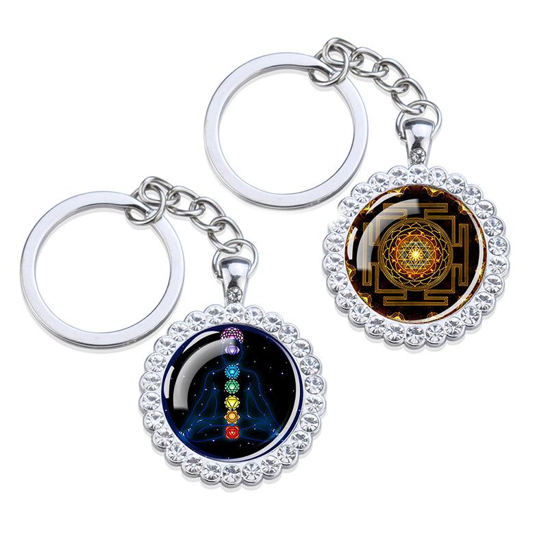 Keychains Mandala Yoga Symbol Keychain Rhinestone Pendant Spiritual 7 Charkra Keyring Glass Cabochon Key Chain Buddhism Yogi Jewelry Gift
Keychains Mandala Yoga Symbol Keychain Rhinestone Pendant Spiritual 7 Charkra Keyring Glass Cabochon Key Chain Buddhism Yogi Jewelry Gift