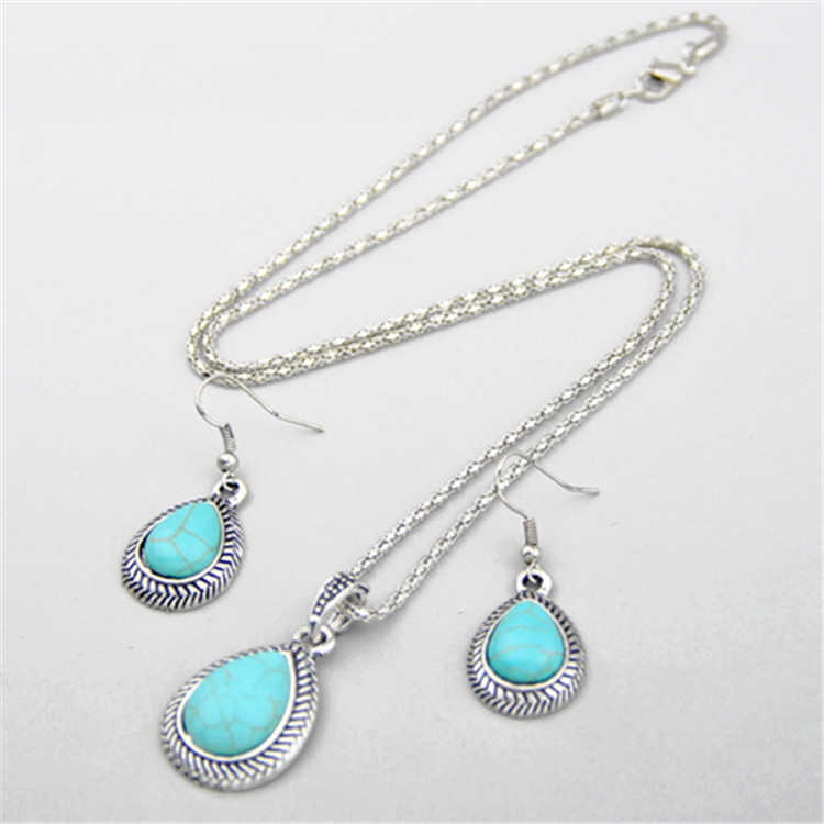 women's water drop Tibetan silver turquoise Bracelet Earrings Necklace set DMTQS034 fashion gift national style women DIY jewelry sets, As show
women's water drop Tibetan silver turquoise Bracelet Earrings Necklace set DMTQS034 fashion gift national style women DIY jewelry sets, As show
