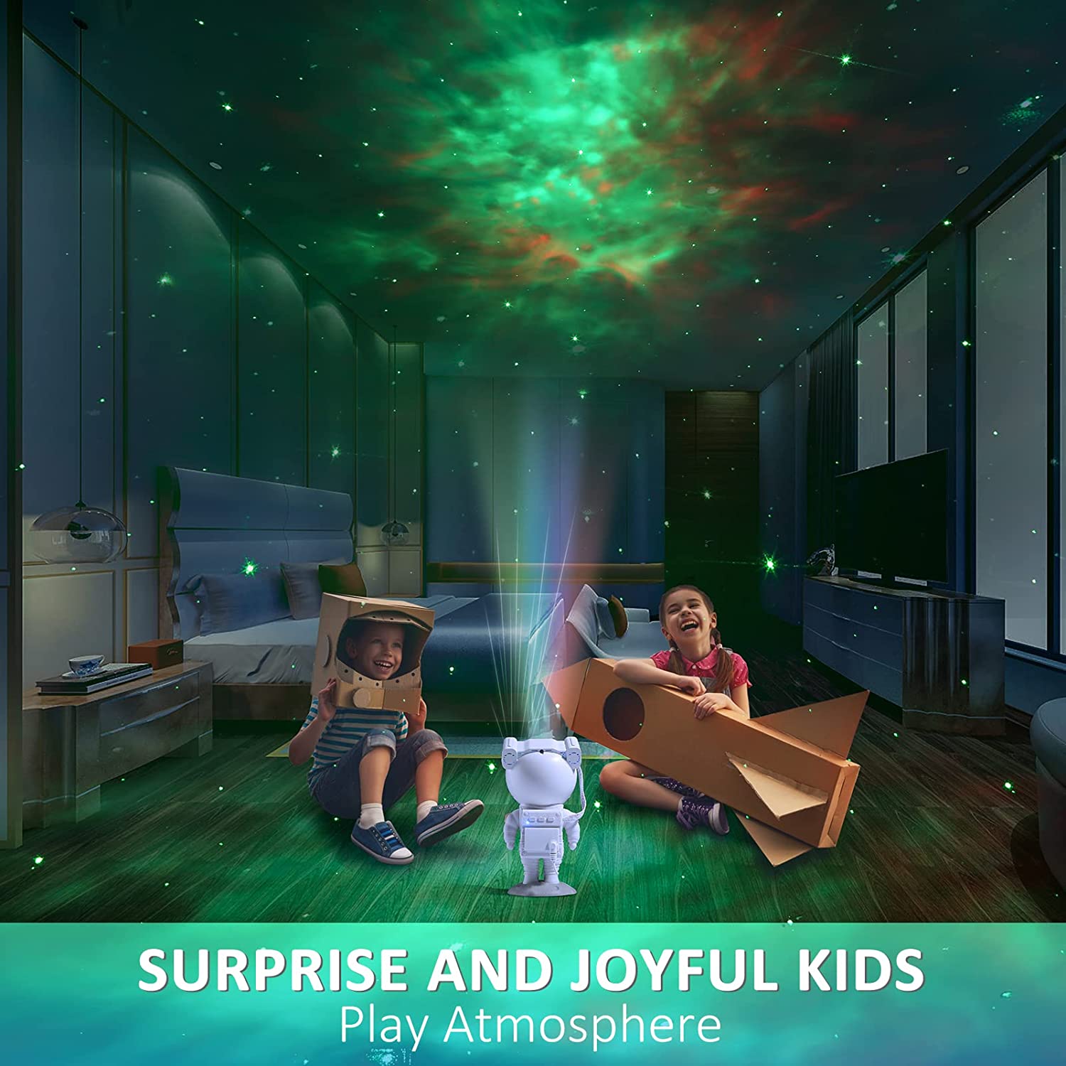 Kids Star Projector Night Light with Remote Control 360°Adjustable Design Astronaut Nebula Galaxy Lighting for Children Adults
