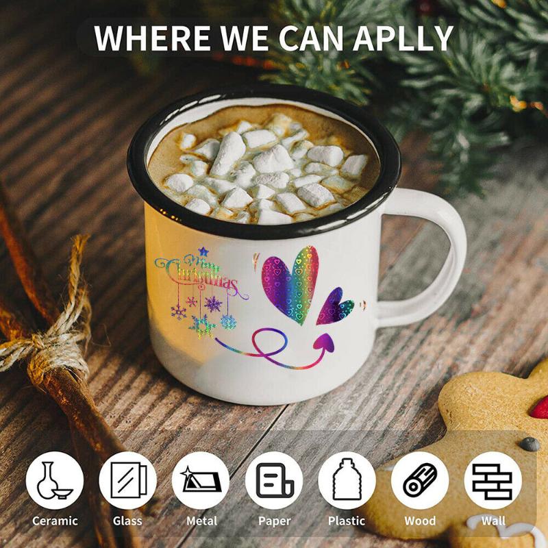 Window Stickers Holographic Rainbow Leopard Permanent Gradient Adhesive Craft Making Sign Cricut Film For Wall Glass Car Cup Decor