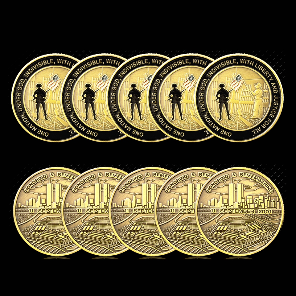 5PCS Craft Honoring Remembering September 11 Attacks Bronze Plated Challenge Coins Collectible Original Souvenirs Gifts
5PCS Craft Honoring Remembering September 11 Attacks Bronze Plated Challenge Coins Collectible Original Souvenirs Gifts
