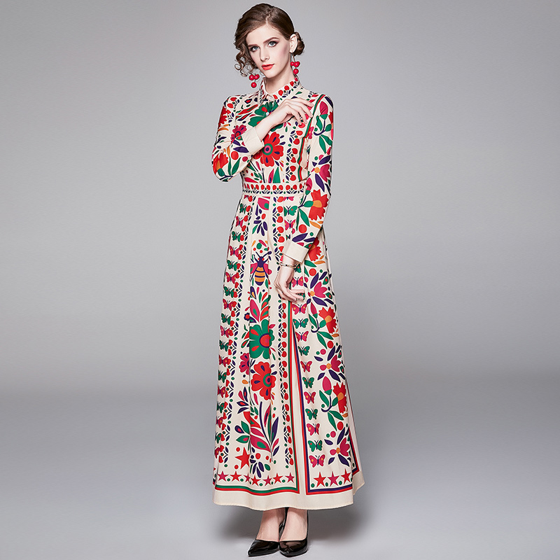 Vintage Runway Women Floral Maxi Dress 2021 Luxury Designer Long Sleeve Office Sexy Slim Shirt Neck A-Line Pleated Dresses Autumn Winter Elegant Party Printed Frock, Beige
Vintage Runway Women Floral Maxi Dress 2021 Luxury Designer Long Sleeve Office Sexy Slim Shirt Neck A-Line Pleated Dresses Autumn Winter Elegant Party Printed Frock, Beige