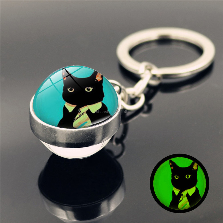 Double Side Glass Ball Cat Keychain Glow In The Dark Keychain Pendants Key Holders Bag Hangs Fashion Jewelry Will and Sandy, Slivery;golden 
Double Side Glass Ball Cat Keychain Glow In The Dark Keychain Pendants Key Holders Bag Hangs Fashion Jewelry Will and Sandy, Slivery;golden