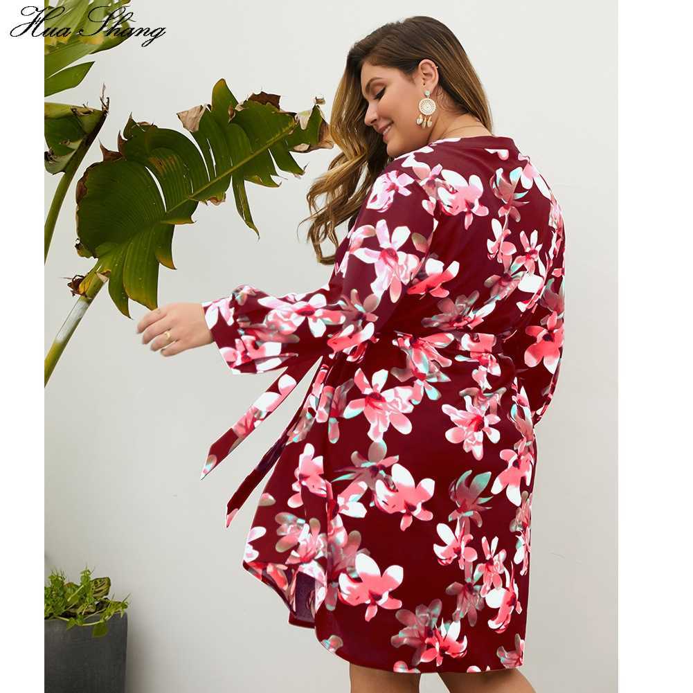 Plus Size Floral Dress Women Summer V Neck Long Sleeve Pockets Casual Midi Dresses Big Size Ladies Boho Beach Dress 210630