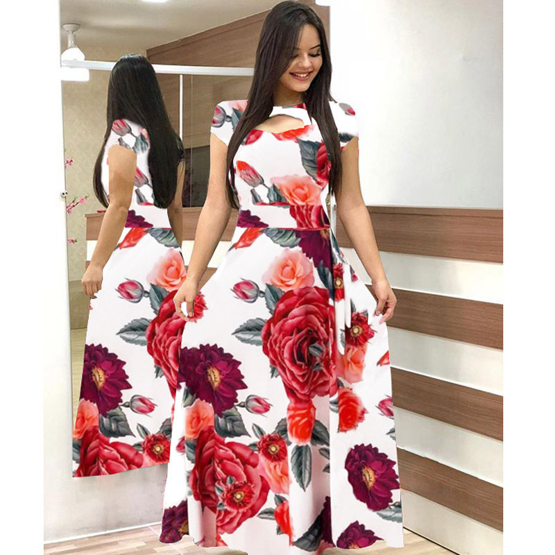 Flower Print Winter Dress Woman Casual Bohemia Long Sleeve Dresses For Women Elegant Plus Size Maxi Vestidos Autumn Dress 210222