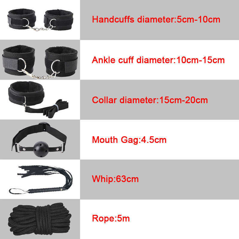 Handcuffs Bdsm Bed Bondage Set Sex Toys for Women Handcuffs Anal Nipple Clamps Rope Exotic Accessories Erotic Toys Adult Games 211013