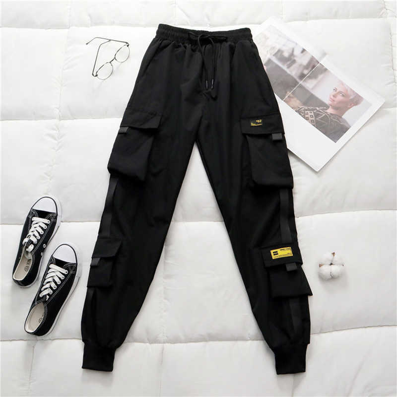 Spring Women's High Waist Cargo Pants Winter FUR Sports Loose Pants Harajuku BF Velvet Cargo Pants Elastics Trousers 211006