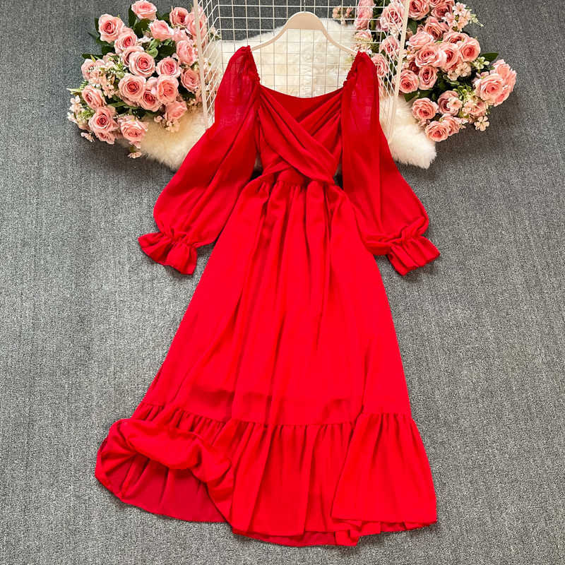 Sexy Red/White Long Dress Women Beach Holiday Vestidos Elegant V-Neck Puff Sleeve High Waist Bandage Robe Spring Summer 2021 Y0603
Sexy Red/White Long Dress Women Beach Holiday Vestidos Elegant V-Neck Puff Sleeve High Waist Bandage Robe Spring Summer 2021 Y0603