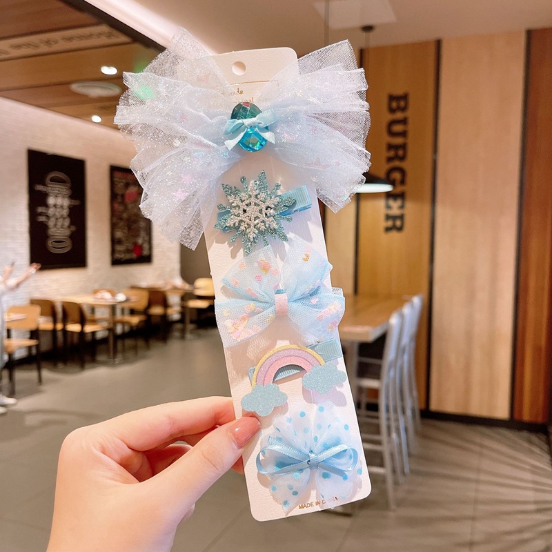 Cartoon Princess Cotton Printed Hair Clips For Cute Girls Plaid Bowknots Boutique Barrettes Kids Hair Accessories Hairpins 0843