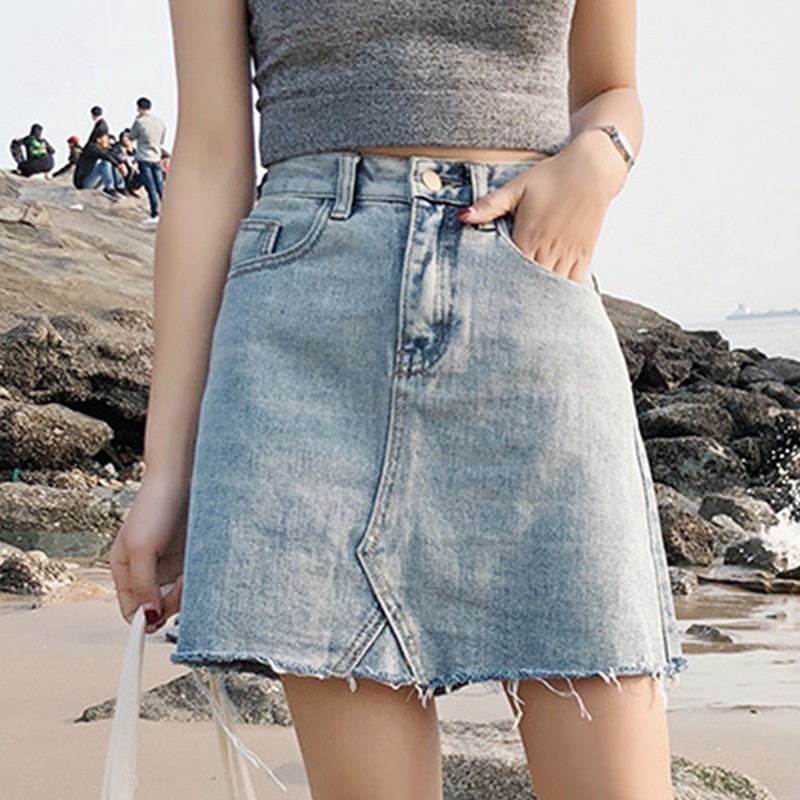 Gentillove Casual High Waist Pencil Denim Skirts Women Summer Black Blue Solid Pockets Button All-matched Jeans Skirt 210306