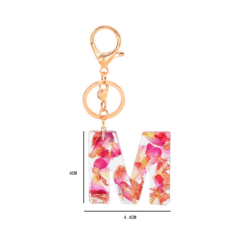 A-Z Initial Keychains Keyrings For Women Men Acrylic Letter Glitter Resin Key Ring Couple Key Chain Bag Charm Gift Accessories