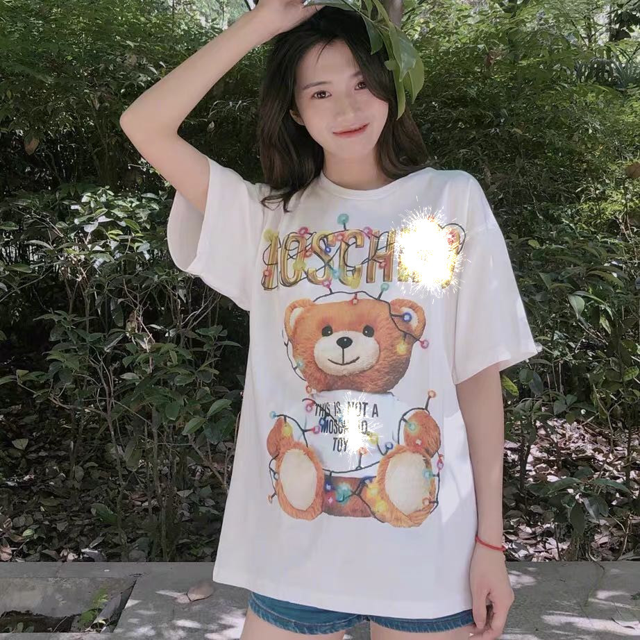 Brand Summer Little Bear Printing Female Short Sleeve Male T-shirt Loose Pure Cotton Half Mid-length Coat white black SIZE XS-4XL, As picture 08
Brand Summer Little Bear Printing Female Short Sleeve Male T-shirt Loose Pure Cotton Half Mid-length Coat white black SIZE XS-4XL, As picture 08
