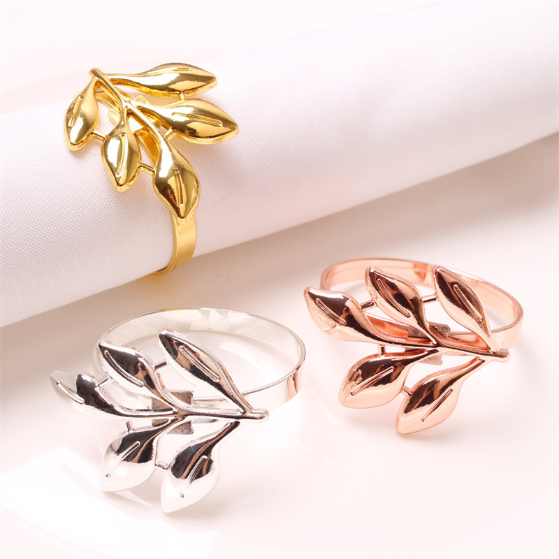 Leaf Design Silver Ring Gold Napkin Holder Napkin Ring