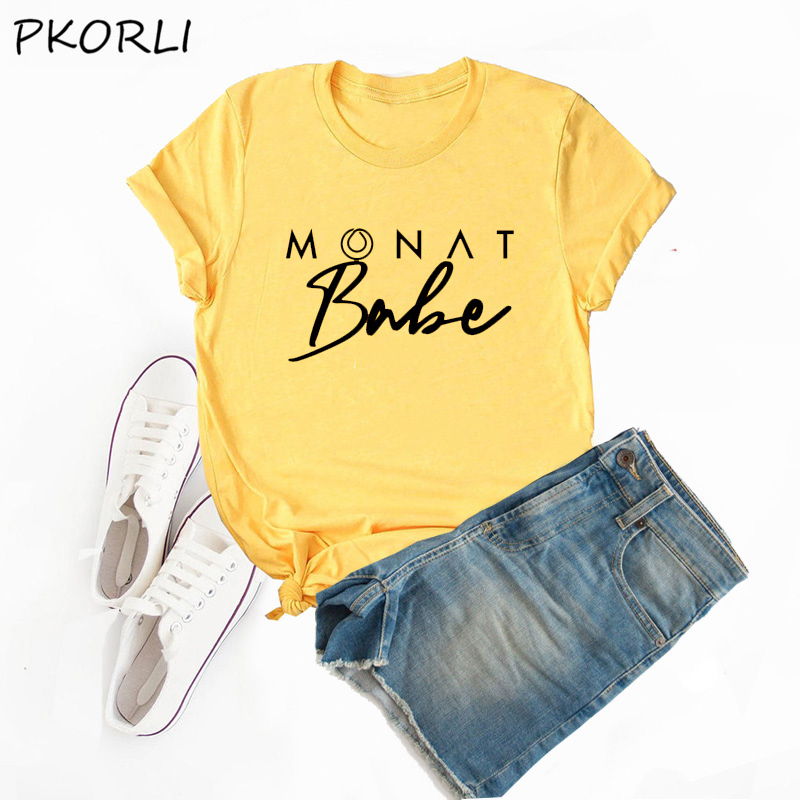 Harajuku Monat Babe T Shirt Women Summer Cotton Short Sleeve Graphic Tee Shirt Monat Team Vintage Tshirt 90s Aesthetic Tee Shirt 210310