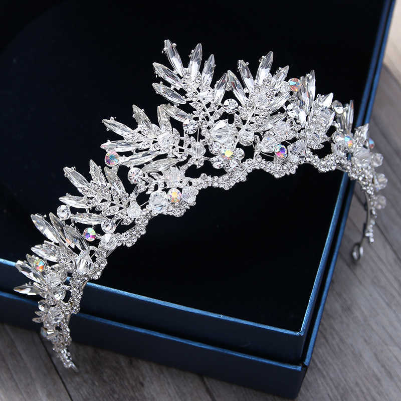 Baroque Bronze Black Red Crystal Beads Bridal Tiaras Diadem Pageant Crown for Bride Headband Wedding Hair Accessories 210707