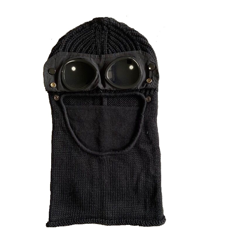 Two lens windbreak hood beanies outdoor cotton knitted windproof men face mask casual male skull caps hats