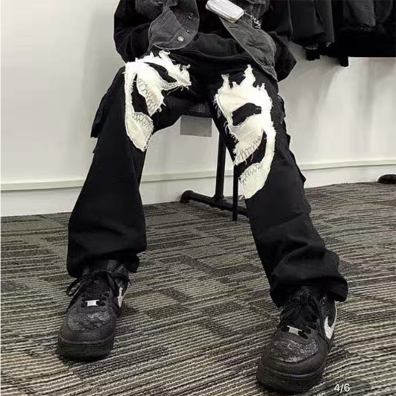 Embroidery Pockets Cargo Pants Men and Women Hip Hop Oversize Elastic Waist Overalls Loose Streetwear Trousers, Black
Embroidery Pockets Cargo Pants Men and Women Hip Hop Oversize Elastic Waist Overalls Loose Streetwear Trousers, Black