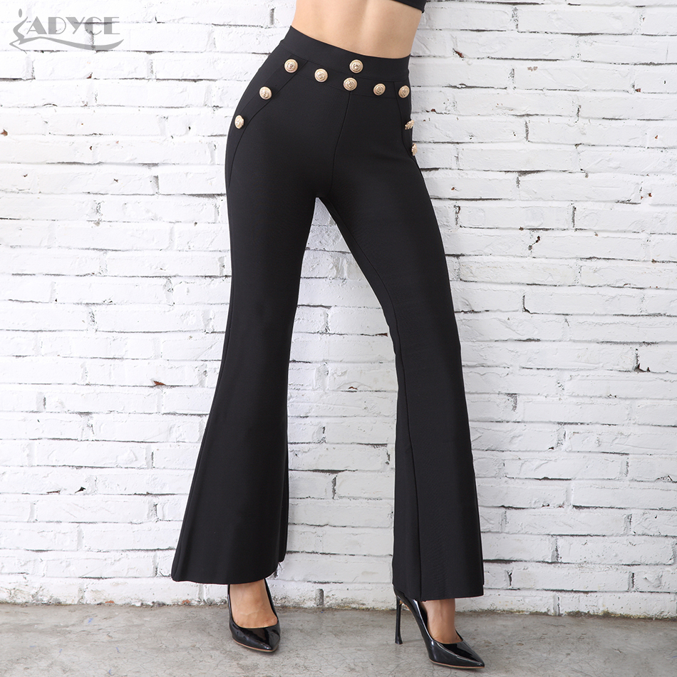 Adyce New Summer Women Runway Bandage Pants Fashion White Red Wide Leg Pants Elegant Celebrity Evening Party Pants Trousers 201111
