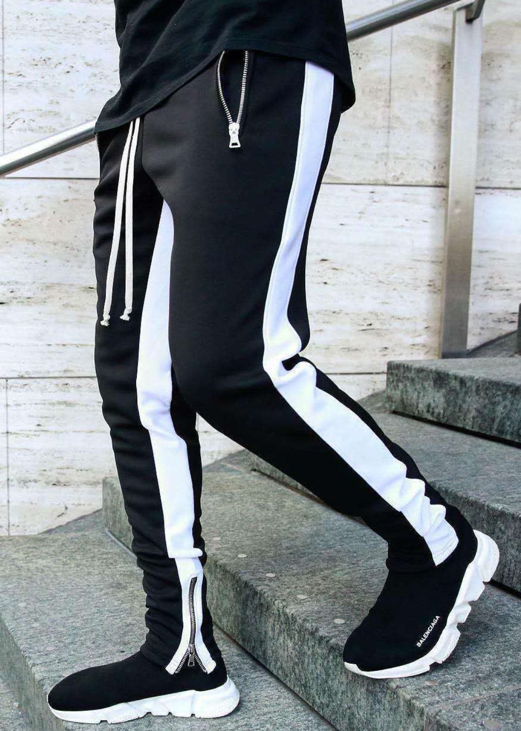 New 2021 Men's Sports Casual Splicing Color Fitness Zipper Haren Pants Joggers Sweatpants Streetwear Hip Hop Trousers M-2xl Kvku, Black with white
New 2021 Men's Sports Casual Splicing Color Fitness Zipper Haren Pants Joggers Sweatpants Streetwear Hip Hop Trousers M-2xl Kvku, Black with white