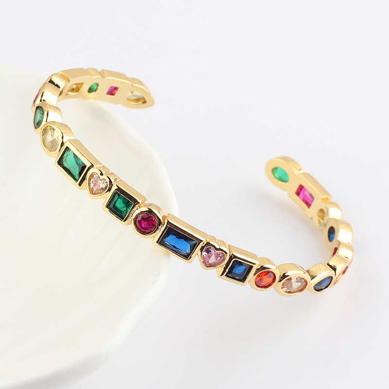 New Design Elegant Opening Cuff Bangle & Bracelet for Women Charm Gold Color Heart Cz Crystal Rainbow Bangles Wedding Jewelry Q0720
New Design Elegant Opening Cuff Bangle & Bracelet for Women Charm Gold Color Heart Cz Crystal Rainbow Bangles Wedding Jewelry Q0720