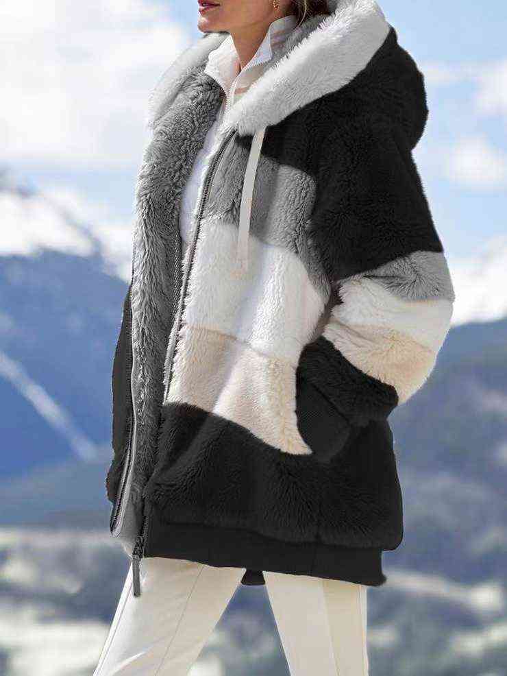 Women Winter Plus Size Long Teddy Jacket Warm Thick Fleece Faux Fur Coat Plush woman coat fur 211105