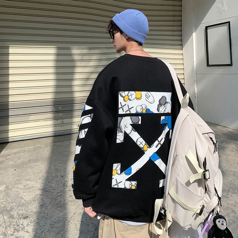 Solar clothing - 2021 spring new round neck off fashion brand printed loose fitting men's sweater, Black
Solar clothing - 2021 spring new round neck off fashion brand printed loose fitting men's sweater, Black