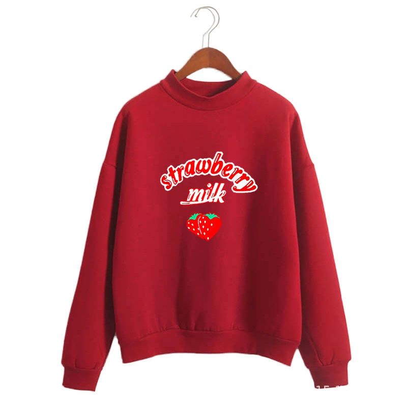 Harajuku Kawaii Strawberry Hoodie Sweatshirt Women Korean Fashion Sweatshirts sweet cute Schoolgirl Streetwear 201103
