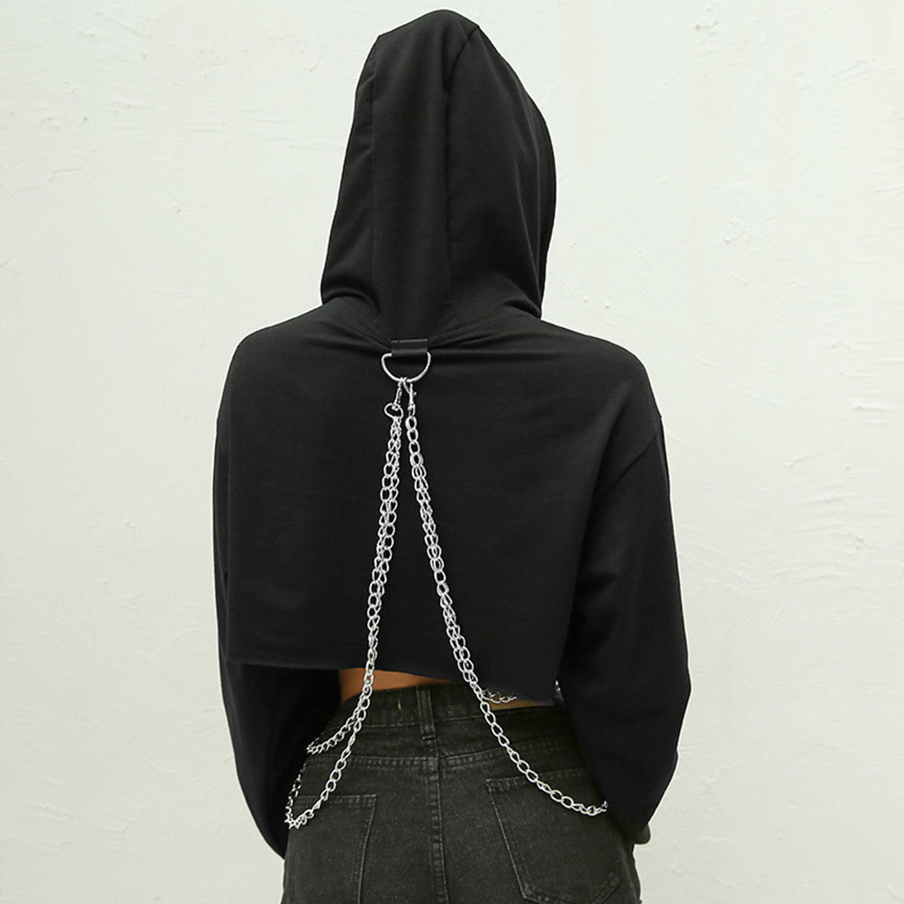 2021 New Women Gothic Crop Tops Korean Pop Punk Metal Chain Hip Hop Harajuku Hoodies Sweatshirt Streetwear Whoj, Black
2021 New Women Gothic Crop Tops Korean Pop Punk Metal Chain Hip Hop Harajuku Hoodies Sweatshirt Streetwear Whoj, Black