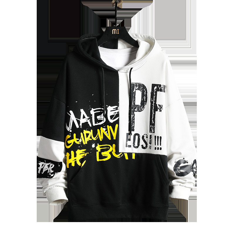 Hoodies Men Hooded Plus size color block Sweatshirts Mens Patchwork Korean Style Trendy Students Pullovers 201103