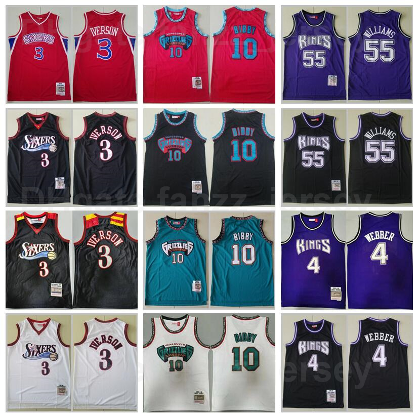 Retro Mitchell and Ness Basketball Michael Mike Bibby Jersey 10 Jason Williams 55 Chris Webber 4 Allen Iverson 3 Vintage Red Black White Blue Purple Green Team Hot Men
Retro Mitchell and Ness Basketball Michael Mike Bibby Jersey 10 Jason Williams 55 Chris Webber 4 Allen Iverson 3 Vintage Red Black White Blue Purple Green Team Hot Men