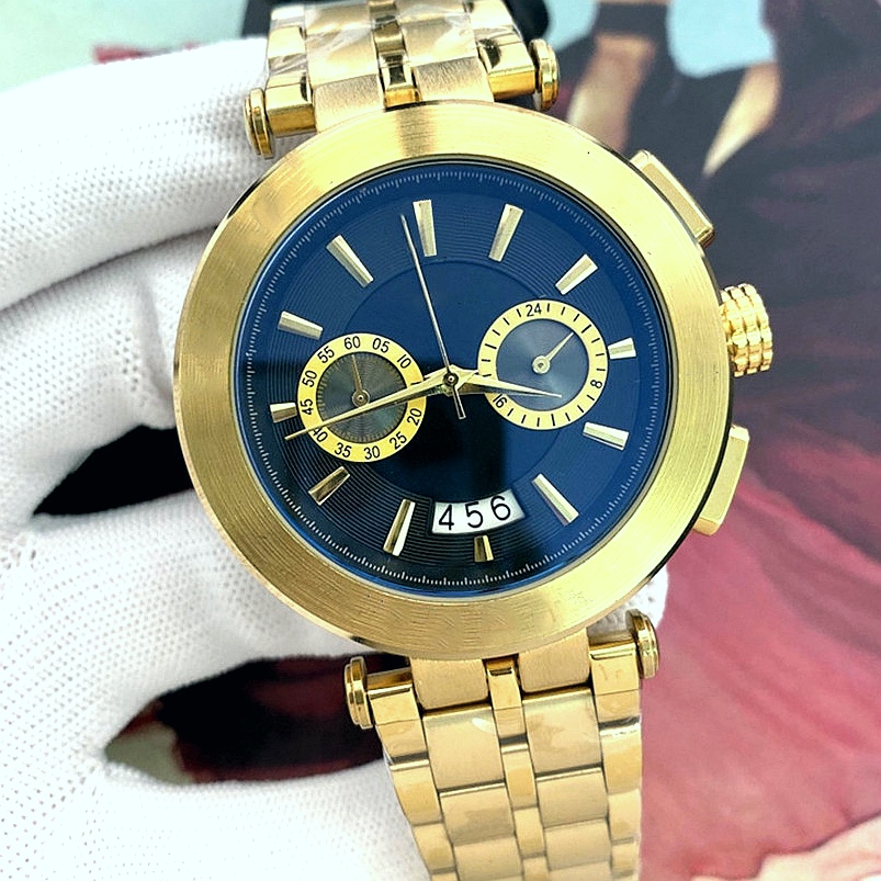 Business Men watch Shiny Gold Quartz Stainless Steel Strap Fashion Quality Star Style Automatic Date Casual All Dial Chronograph
Business Men watch Shiny Gold Quartz Stainless Steel Strap Fashion Quality Star Style Automatic Date Casual All Dial Chronograph