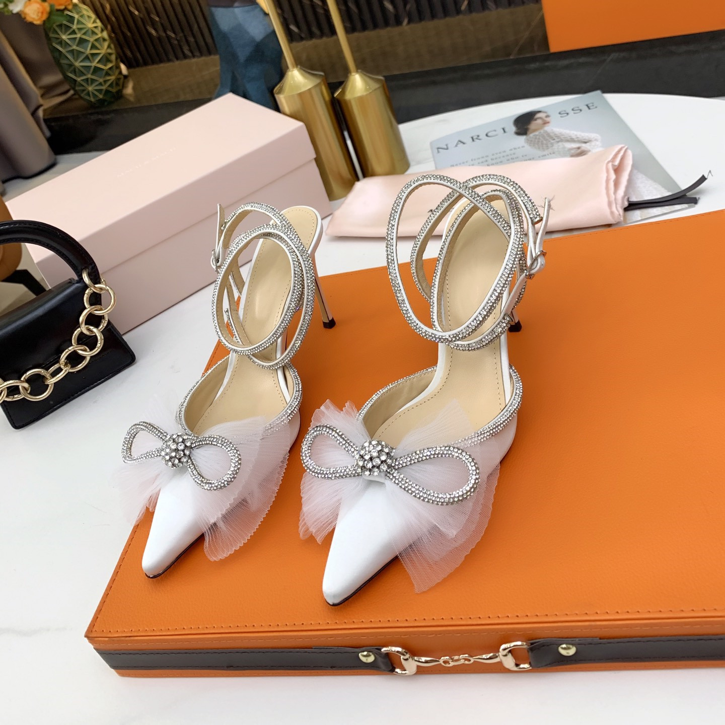 Woman Sandals Fashion Designer Dress Shoes Summer Ladies Lace High Heels Crystal Bow Silk Satin 80mm-85mm Gauze Butterfly Buckle Sexy Stiletto Heel Shoe 35-40, Black
Woman Sandals Fashion Designer Dress Shoes Summer Ladies Lace High Heels Crystal Bow Silk Satin 80mm-85mm Gauze Butterfly Buckle Sexy Stiletto Heel Shoe 35-40, Black