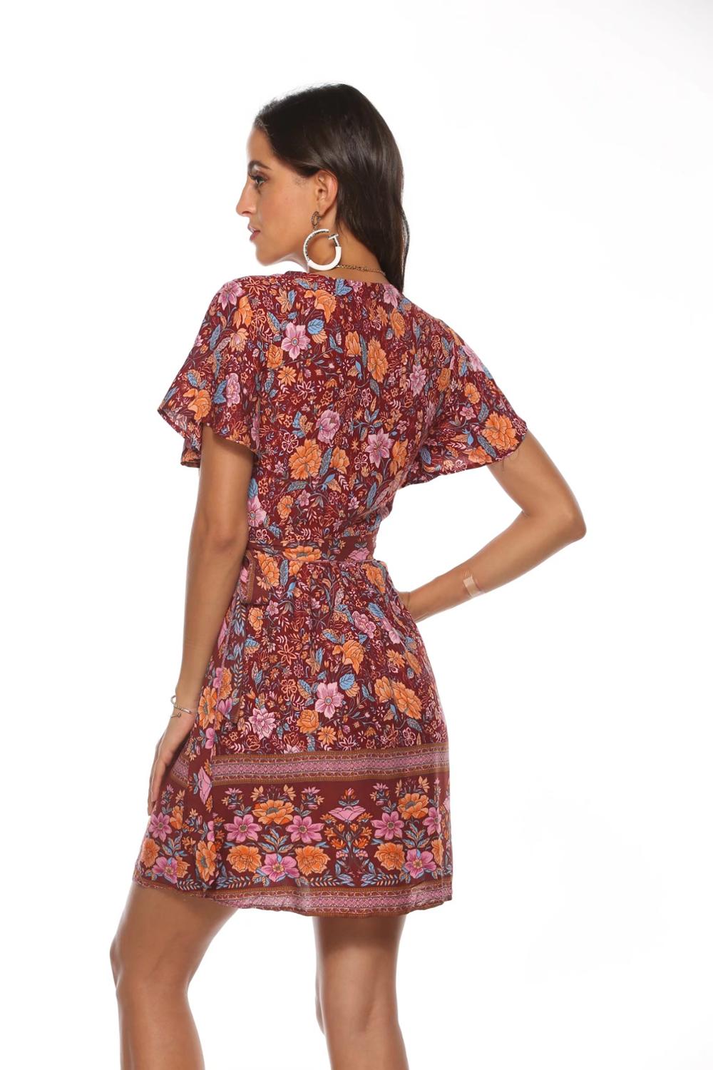 2021 Bohemia Cotton Flower Print Short Sleeve BOHO Wrap Dress Holiday Beach Woman Bow Tie Waist Short Summer Dresses Vestido, Red
2021 Bohemia Cotton Flower Print Short Sleeve BOHO Wrap Dress Holiday Beach Woman Bow Tie Waist Short Summer Dresses Vestido, Red