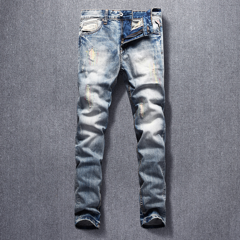 2021 New Italian Style Fashion Men Jeans High Quality Embroidery Designer Ripped Denim Pants Light Blue Patchwork Hip Hop Long Trousers 3587, Retro light blue
2021 New Italian Style Fashion Men Jeans High Quality Embroidery Designer Ripped Denim Pants Light Blue Patchwork Hip Hop Long Trousers 3587, Retro light blue