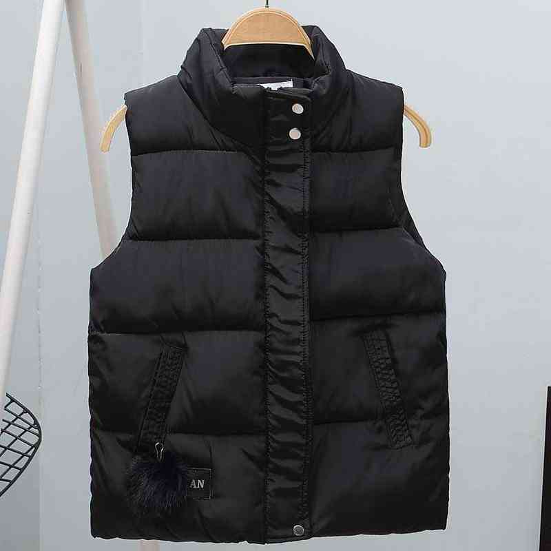 Women Vest Mandarin Collar Sleeveless Short Coat Jacket Waistcoat Female Plus Size Chalecos Para Mujer Autumn Winter 211220