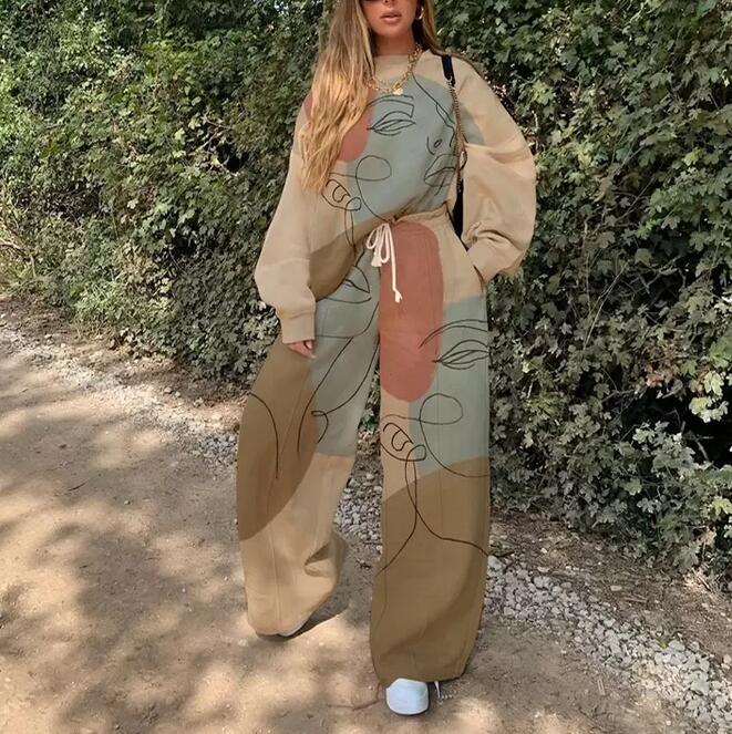 Women' Tracksuits Designer Casual Round Neck Loose Print Basic Women Sweater Set Fashion Hoodies and Sweatpants Sets Suit
Women' Tracksuits Designer Casual Round Neck Loose Print Basic Women Sweater Set Fashion Hoodies and Sweatpants Sets Suit