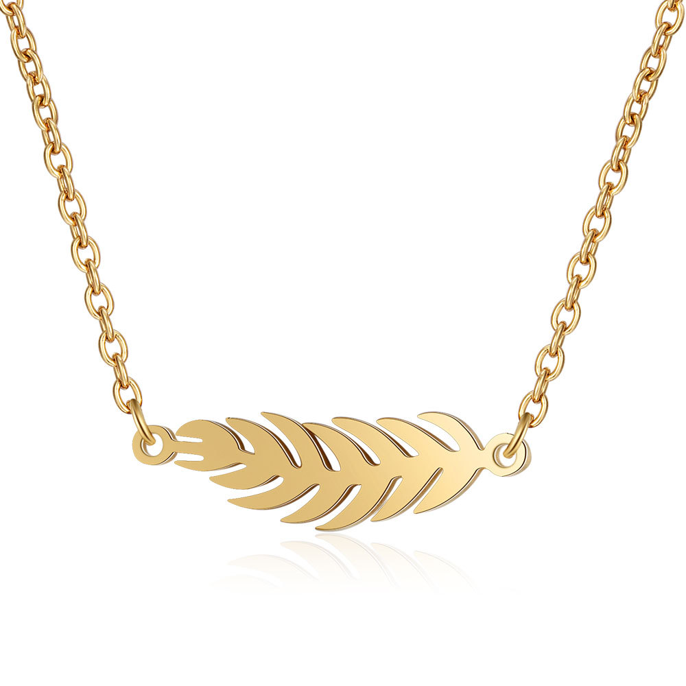 30PCS Feather Shaped Chain Necklace Stainless Steel Plant Tree Branch Leaf Pendant Charm Minimalist Collar Choker Jewelry for Women Ladies Couple Part