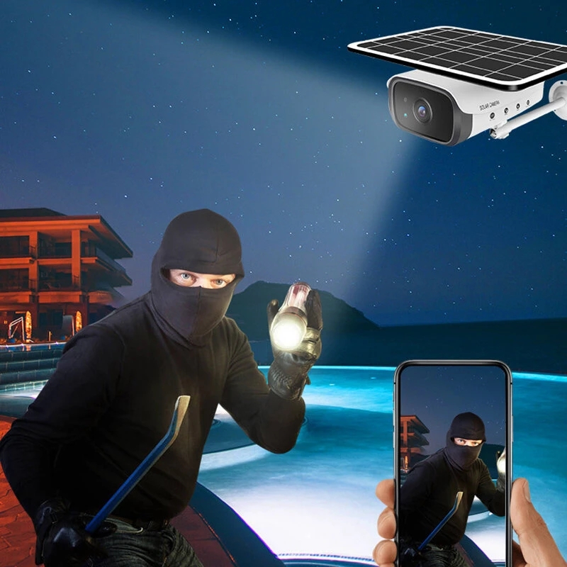 2MP Wifi Solar Surveillance Camera Home HD 1080P Night Vision Two-way Intercom Wireless Surveillance Monitor 2021